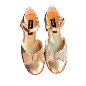 Rachel Shoes Gold Dress Shoes with Bow Accents girls size 4